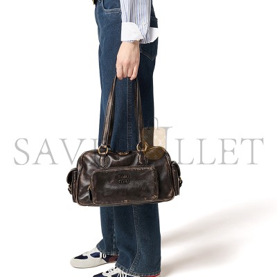 MIU MIU POCKET NAPPA LEATHER TOP-HANDLE BAG 5BB179 (32*19*14cm)